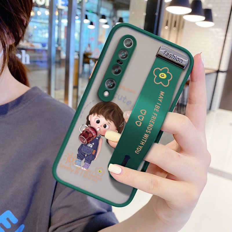 UCUC for Xiaomi Mi 10 Pro Wrist Strap Case Girl Drinking Cola Wristband Printing Cover Shockproof Ultra Thin Phone Case