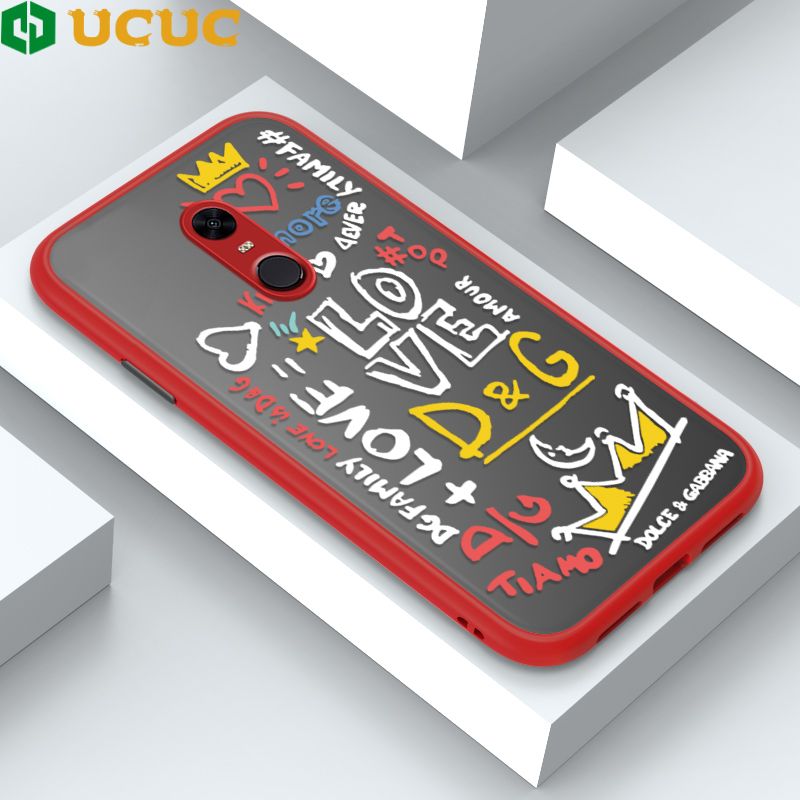 UCUC for Redmi 5 Back Cover LOVE Graffiti Frosted Transparent Hard Phone Case Thin Shockproof Full Cover Camera Protect Case