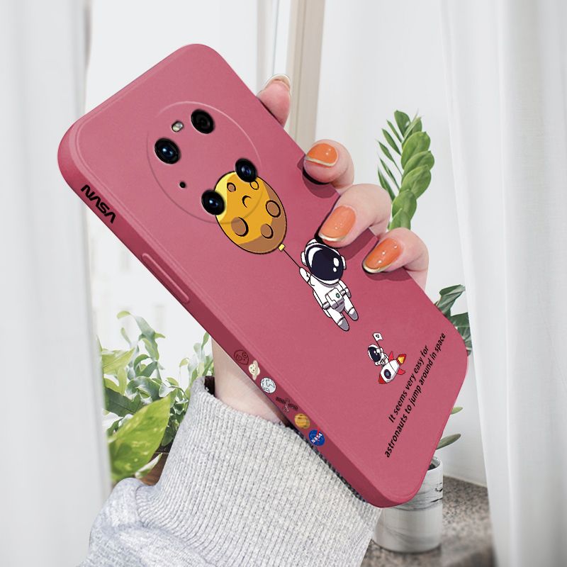 AMORVOR for Huawei Mate 40 ProPlus Back Cover Cartoon Astronautn Side design Soft Case Liquid Silicone Phone Cases
