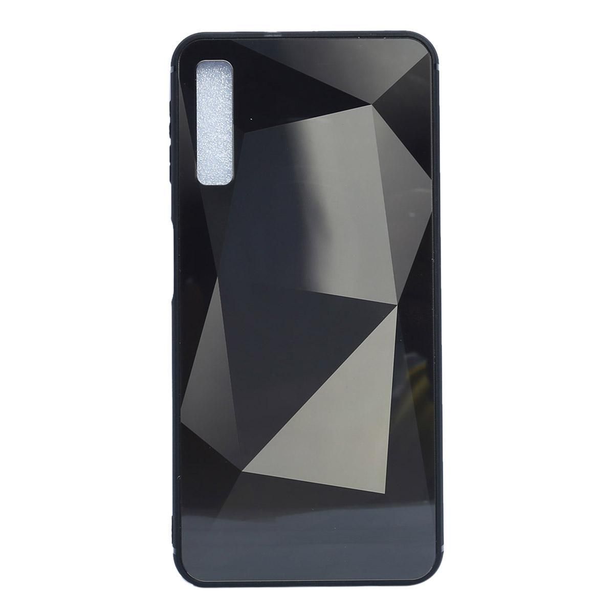 Diamond Mirror Glass Case For Samsung A7 (2018) -Black