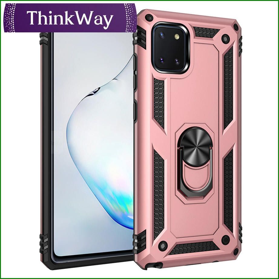360° Rotation Kickstand [Work with Magnetic Car Mount] PC+ TPU Dual Layer Rugged Shockproof Case with Tempered Glass Screen Protector For Samsung A50/A30S/A50S & Samsung A70