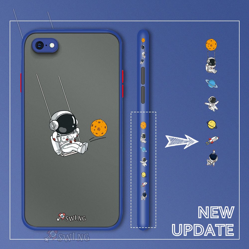 UCUC for iPhone 6 Back Cover Swing Astronaut Side Printed Design Phone Case Ultra Thin Frosted Cover Shockproof Phone Cover