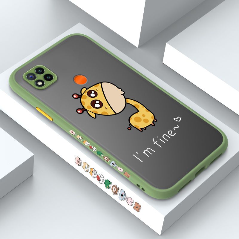 ZeroQiQi for Redmi 9C Case Cute Funny Giraffe Side Printing Cover Frosted Ultra Thin Protective Anti Fall Phone Case