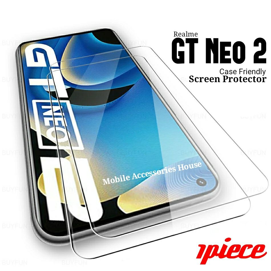 Realme GT Neo 2 Clear Transparent HD Tempered Glass Screen Protector Case Friendly - (Not Full Coverage)