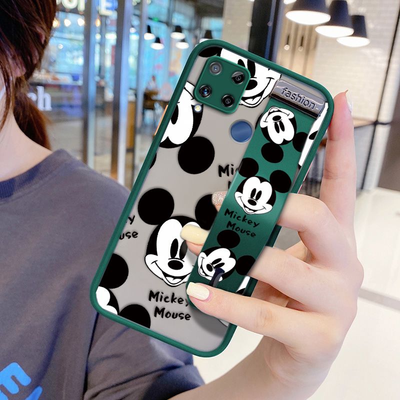 UCUC for Realme C15 Wrist Strap Case Cute Mouse Avatar Wristband Printing Cover Shockproof Ultra Thin Phone Case