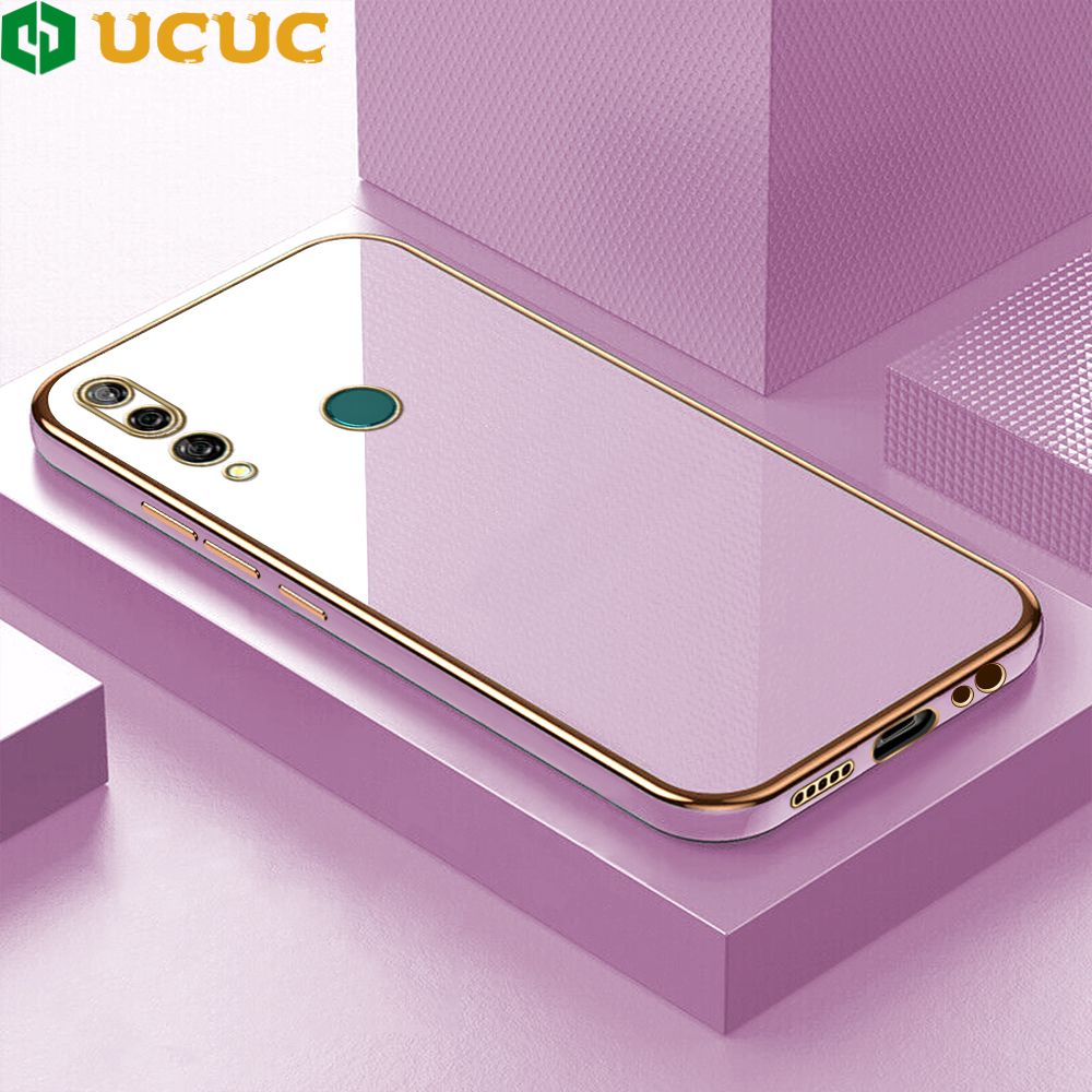 UCUC for Honor Y9 Prime 2019 Back Cover + Free Lanyard Colour Luxury 6D Plating Case Side Pattern Soft Silicone Square Phone Cases