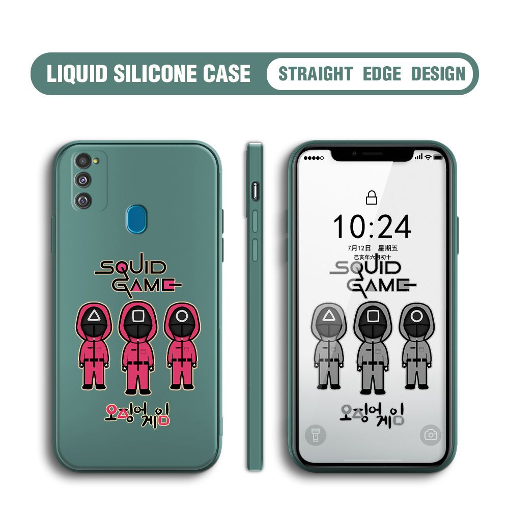 Jizetin for Samsung Galaxy M21 / M30S Case Trend Cartoon Korean Squid Phone Cover Liquid Silicone Case Phone Protective Case