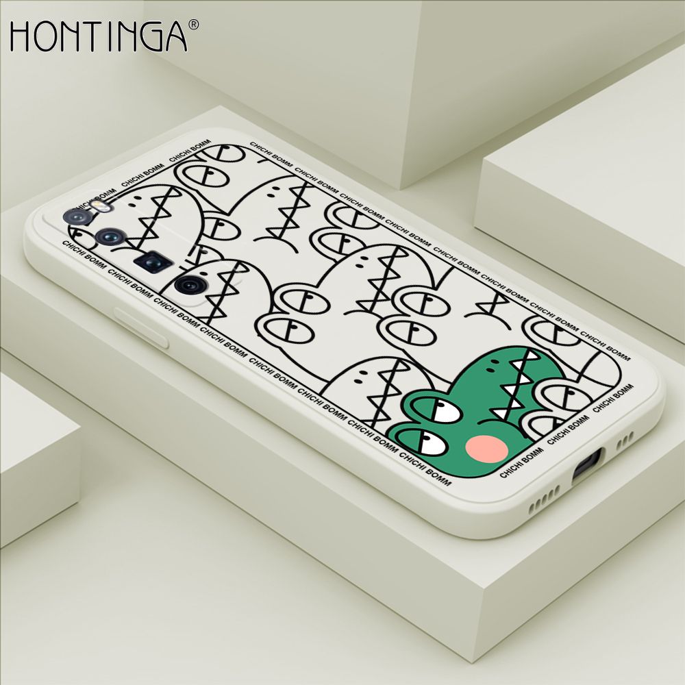 Hontinga for Huawei Nova 7 Pro Case Cartoon Crocodile Alligator Phone Case Phone Case Soft Square Edge Silicone Cases Full Lens Cover Shockproof Protection Cover