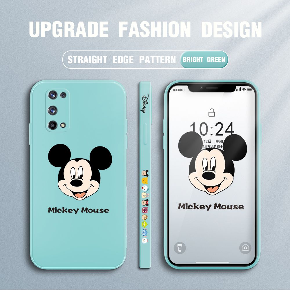 Jizetin for Realme X7 Pro Case Creative Cartoon Mouse Avatar Side Design Phone Case Square Edge Pattern Liquid Silicone Cases Full Cover Camera Shockproof Protective Case