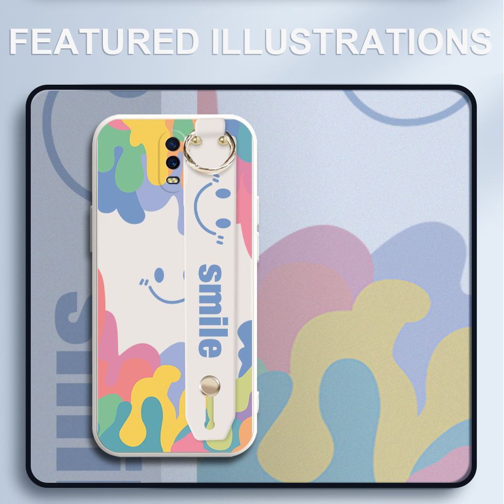 UCUC for OPPO R17 Wrist Strap Case INS Style Soft Candy Color Splash Ink Cover Ultra Thin Anti Fall Liquid Silicone Phone Case