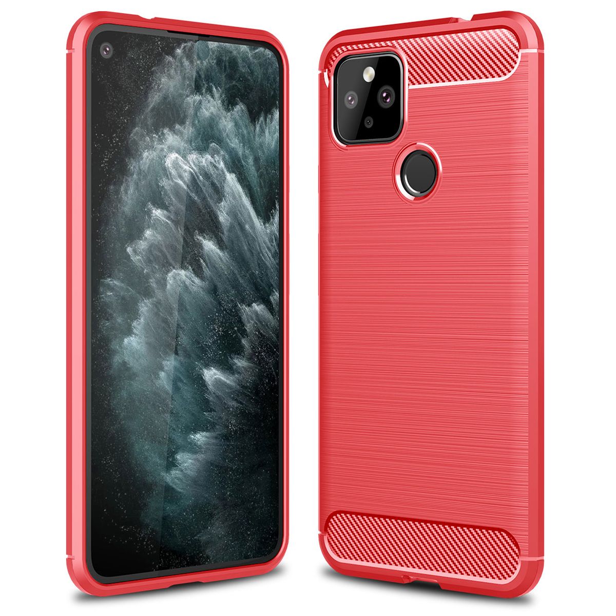 For Google Pixel 5 XL Case Carbon Fiber TPU Shockproof Soft Silicone Phone Cover