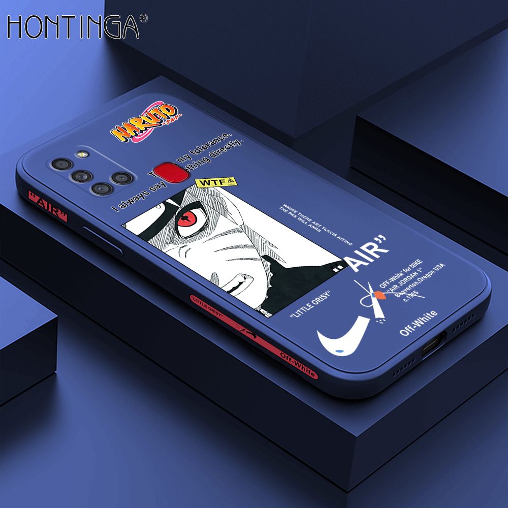 Hontinga for Samsung A21S Case Side Design New Anime Naruto for Boys Back Cover Soft Square Edge Pattern Liquid Silicone Trend Phone Cases