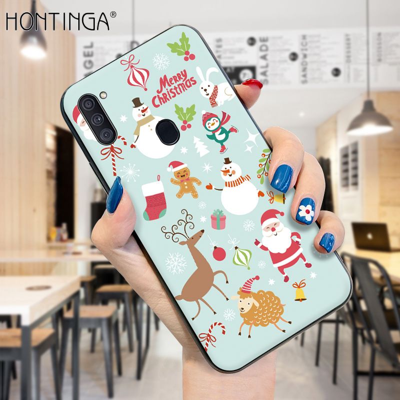 Hontinga for Samsung A11 Case Merry Christmas Gifts for Girls Boys Phone Cover Shockproof Soft Silicone TPU Cases