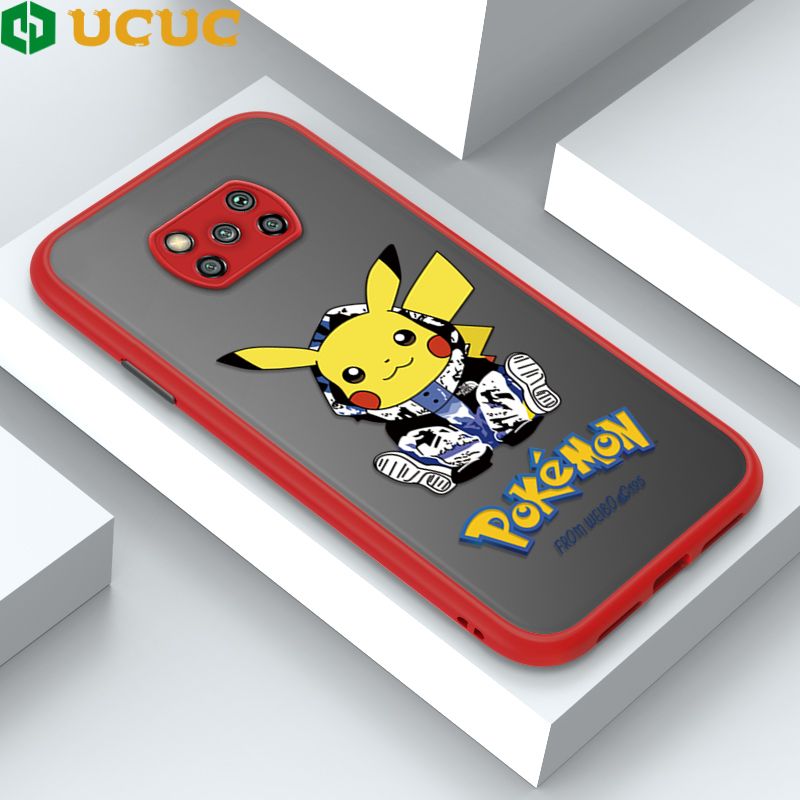 UCUC for Xiaomi Poco X3 / X3 Pro / X3 NFC Back Cover Wrapped Pikachu Frosted Transparent Hard Phone Case Thin Shockproof Full Cover Camera Protect Case