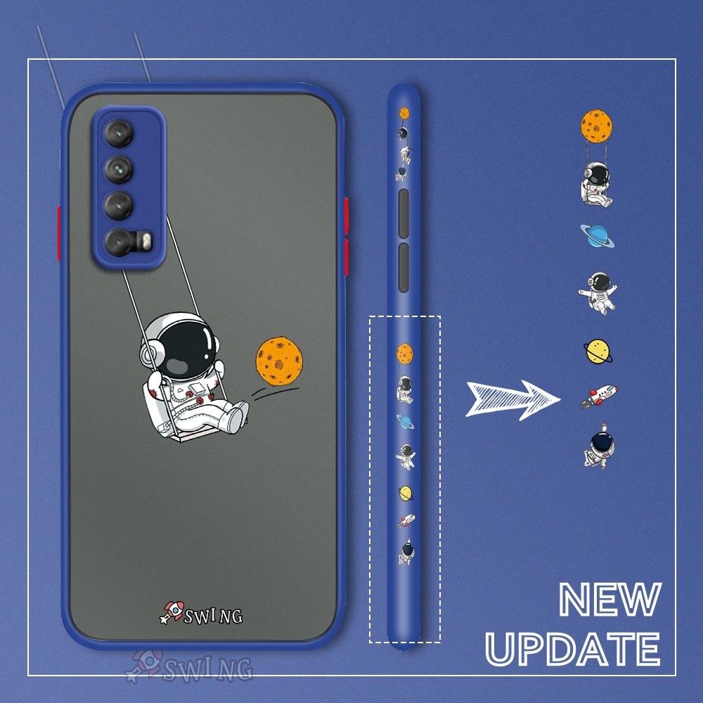 UCUC for Huawei Y7A Back Cover Swing Astronaut Side Printed Design Phone Case Ultra Thin Frosted Cover Shockproof Phone Cover