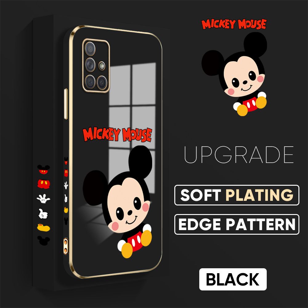 TA for Samsung Galaxy A71 Back Cover + Free Lanyard Funny Mouse Luxury 6D Plating Case Side Pattern Soft Silicone Square Phone Cases