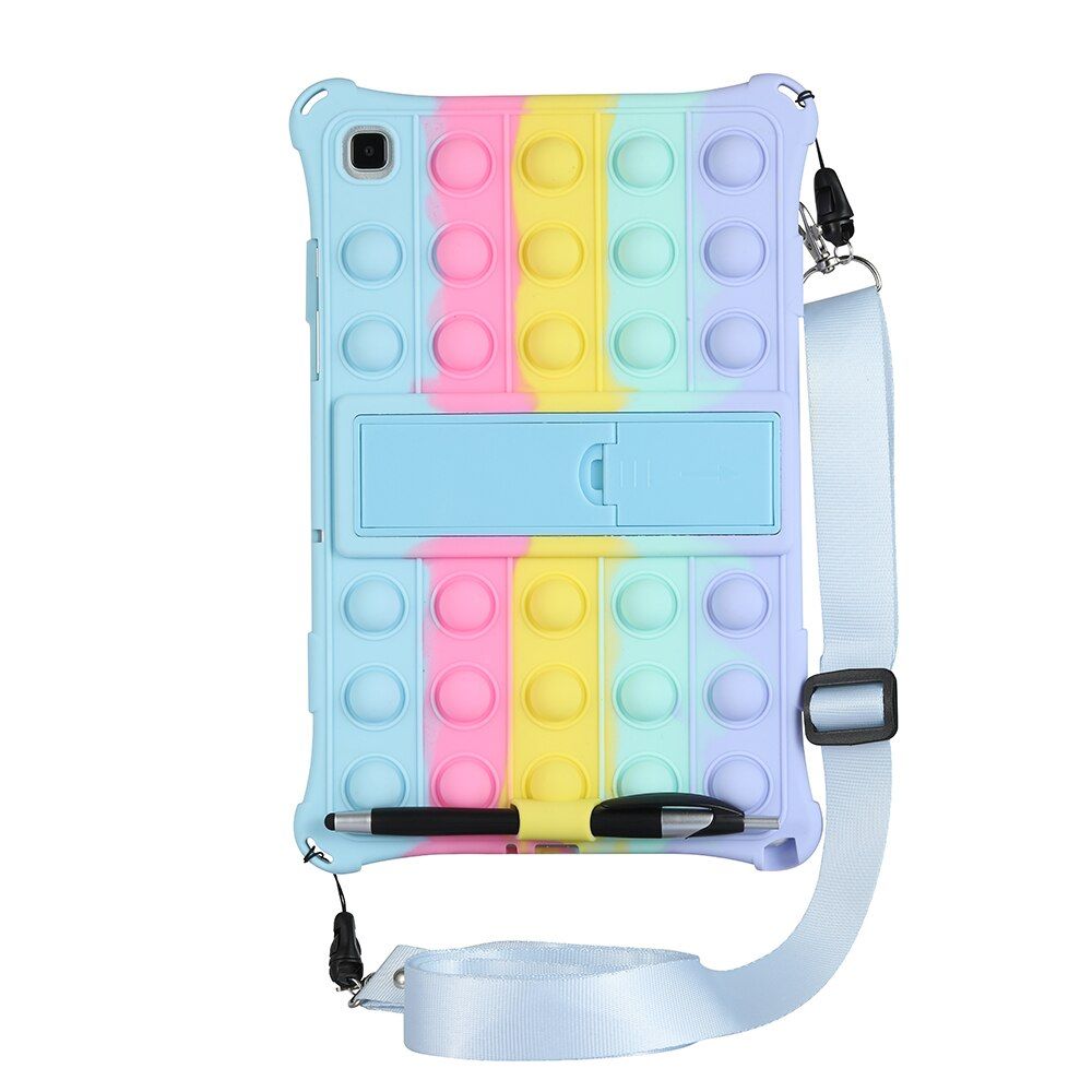 Pop Push It Case For Samsung Galaxy A7 10.4''  2020 SM-T500/T505/ T507 Silicon Stand Holder with Shoulder Strap Stylus
