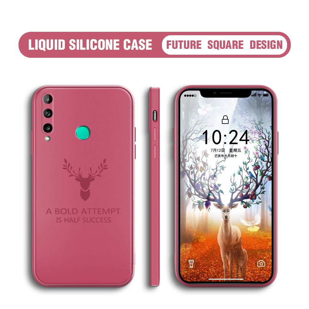 BILI for Huawei Y7P Back Cover Simple Antlers Ultra Thin Soft Luxury Square Multicolor Liquid Silicone Phone Case