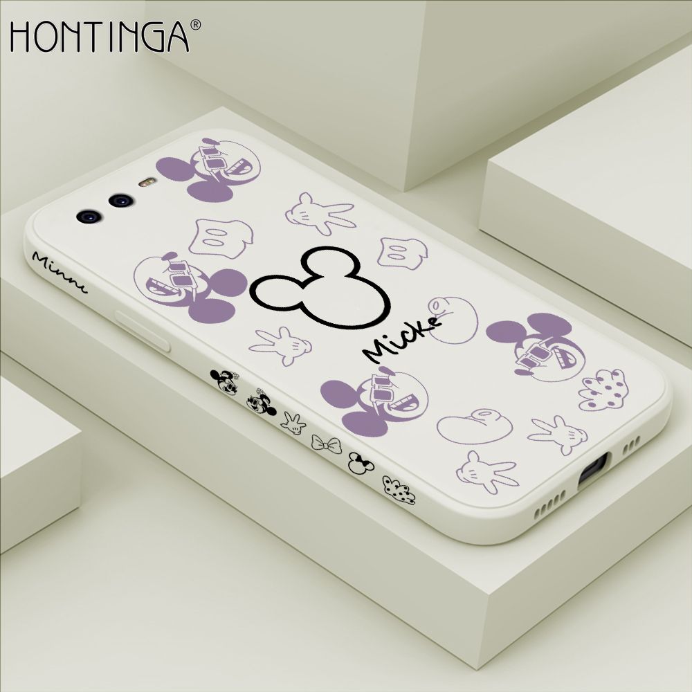 Hontinga for Huawei P10 Plus Case Side Design Cute Mouse Avatar Back Cover Soft Square Edge Pattern Liquid Silicone Trend Phone Cases