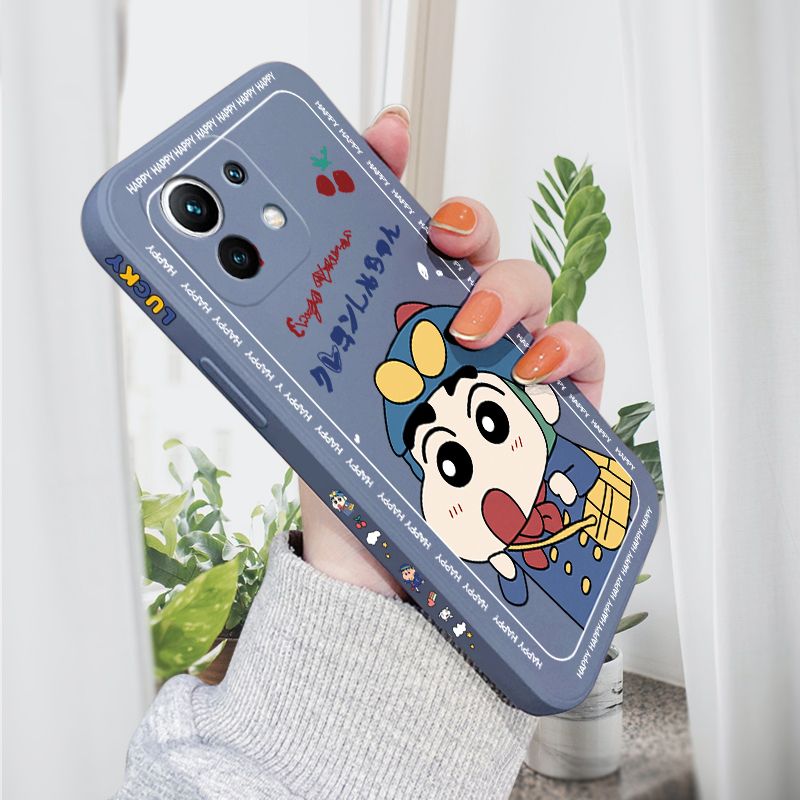 AMORVOR for Xiaomi MI 11 Back Cover Cartoon Shin-chan Action Kamen Side design Soft Case Liquid Silicone Phone Cases