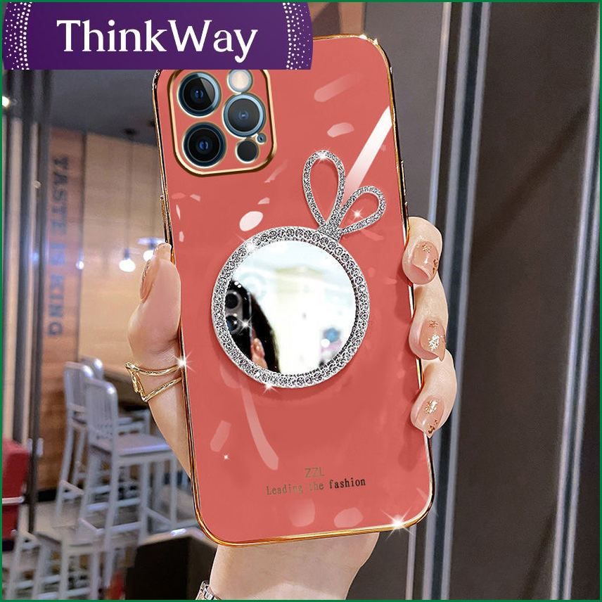 Suitable for Apple 13 mobile phone shell silicone fashion makeup mirror iPhone12 protective cover 11Promax new female