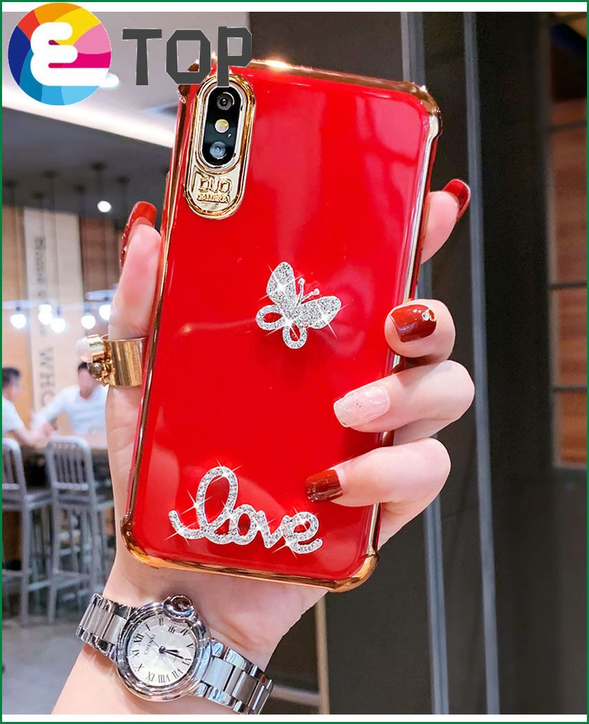 OppoReno6Pro mobile phone case new diamond-encrusted A93A74 electroplating butterfly realmeV5 protective cover for women