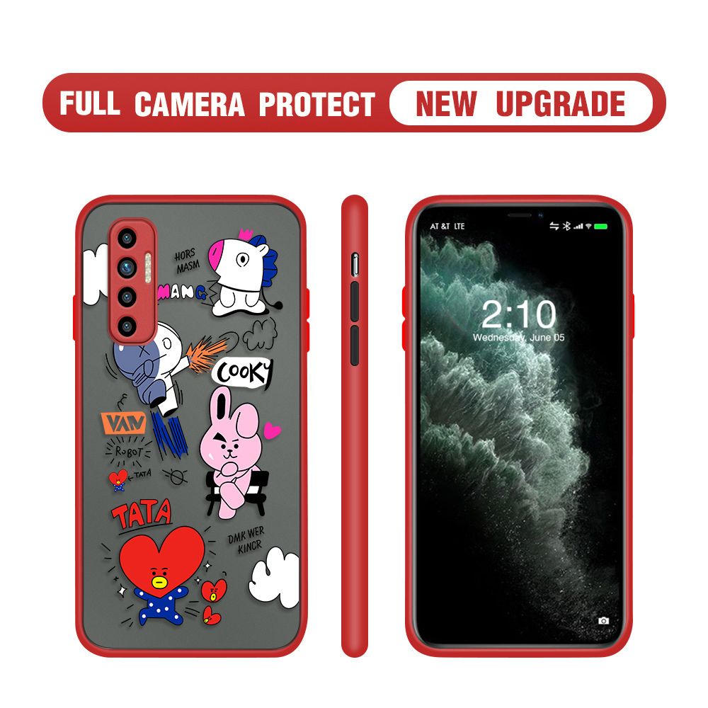 Hontinga for Tecno Camon 17P Case Cute Cartoon Camera Shockproof Protection Cases Edge Frosted Transparent Phone Cover