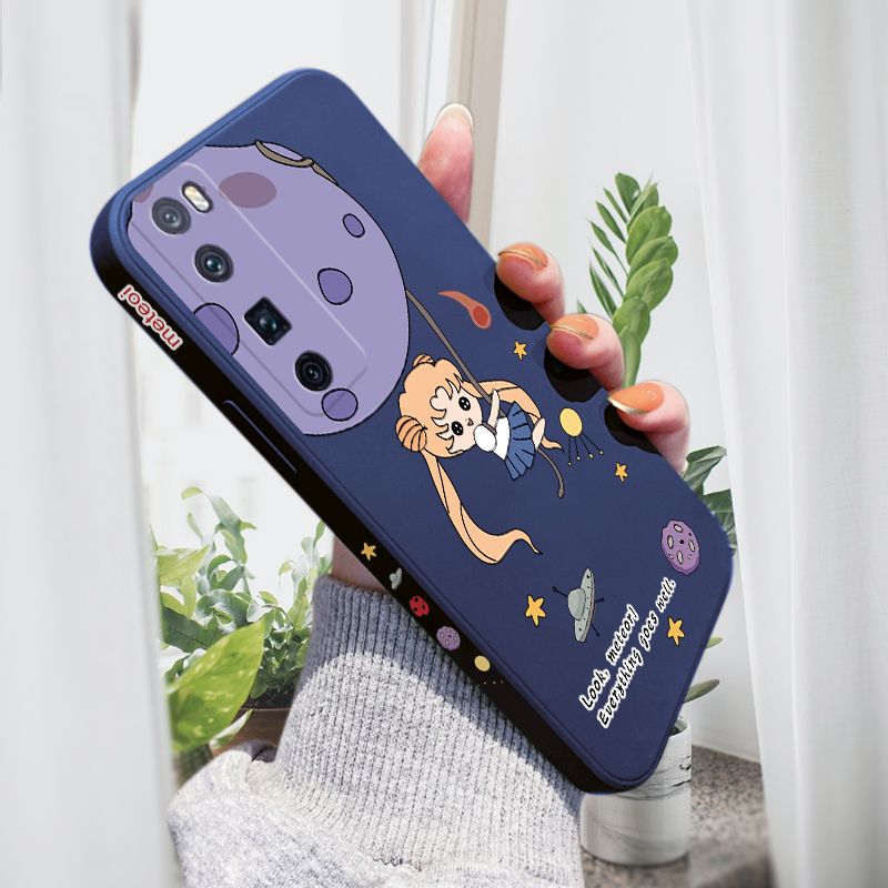 AMORVOR for Huawei Nova 7 Pro Back Cover Lovely Sailor Moon Side design Soft Case Liquid Silicone Phone Cases