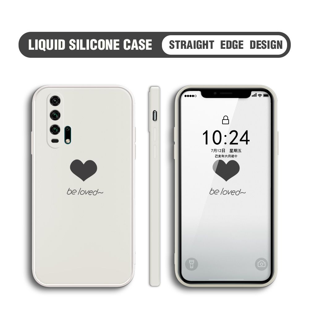 Jizetin for Honor 20 Pro Back Cover Little Love Multicolor Liquid Silicone Phone Case Soft Square Lens Protection Phone Cases