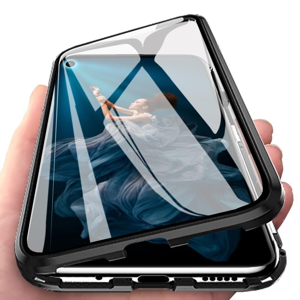 For Huawei nova 5T Casing 360° Full Body Transparent Tempered Glass with Magnetic Adsorption Metal Bumper Case Cover