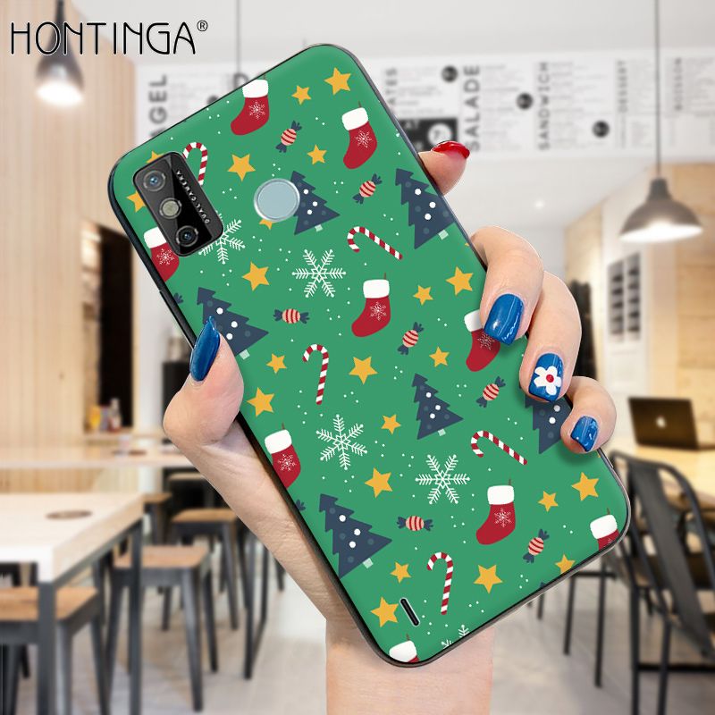 Hontinga for Tecno Spark Go 2020 Case Merry Christmas Gifts for Girls Boys Phone Cover Shockproof Soft Silicone TPU Cases