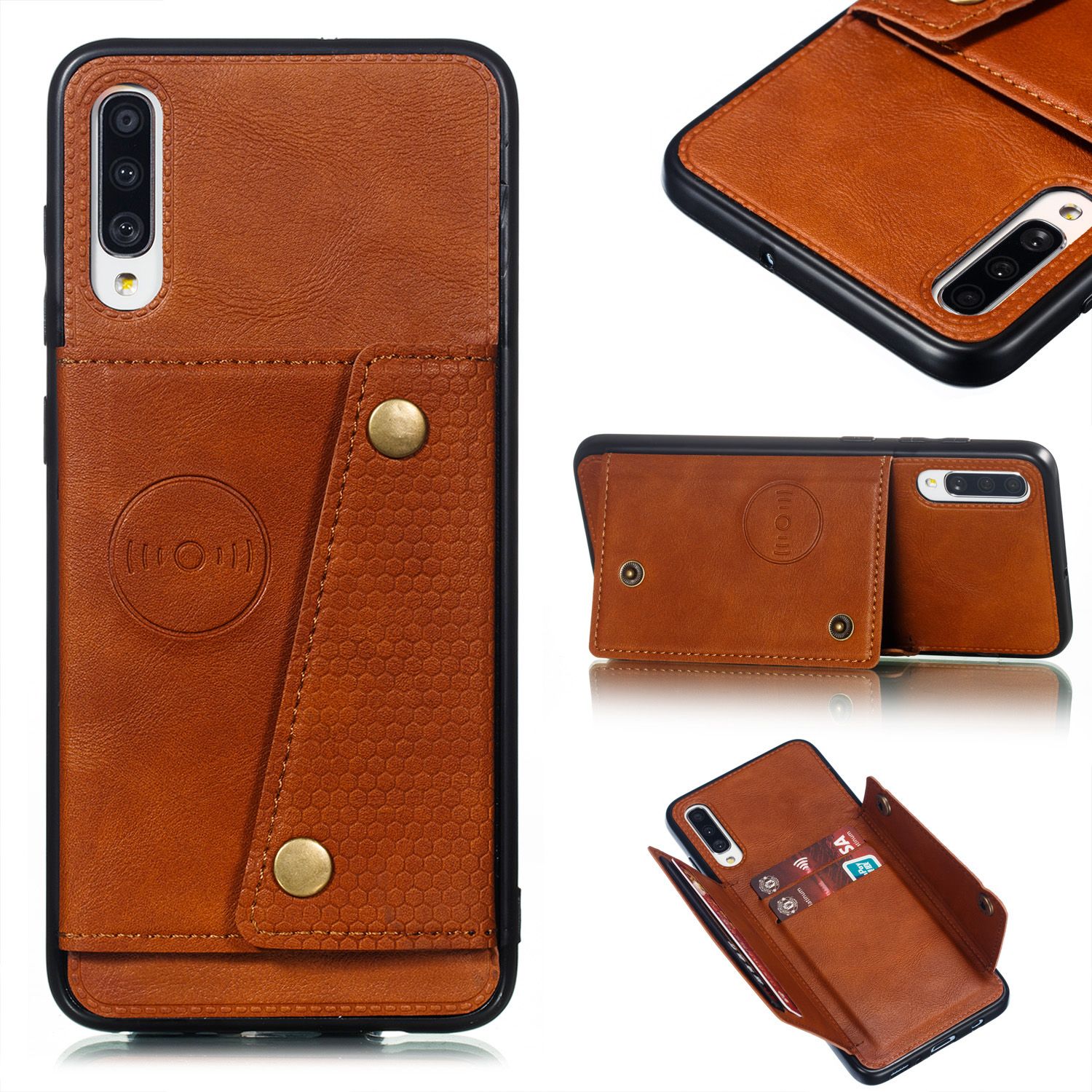 Yfashion For  0 Double Buckle Non-slip Shockproof  Case with Card Slot Bracket