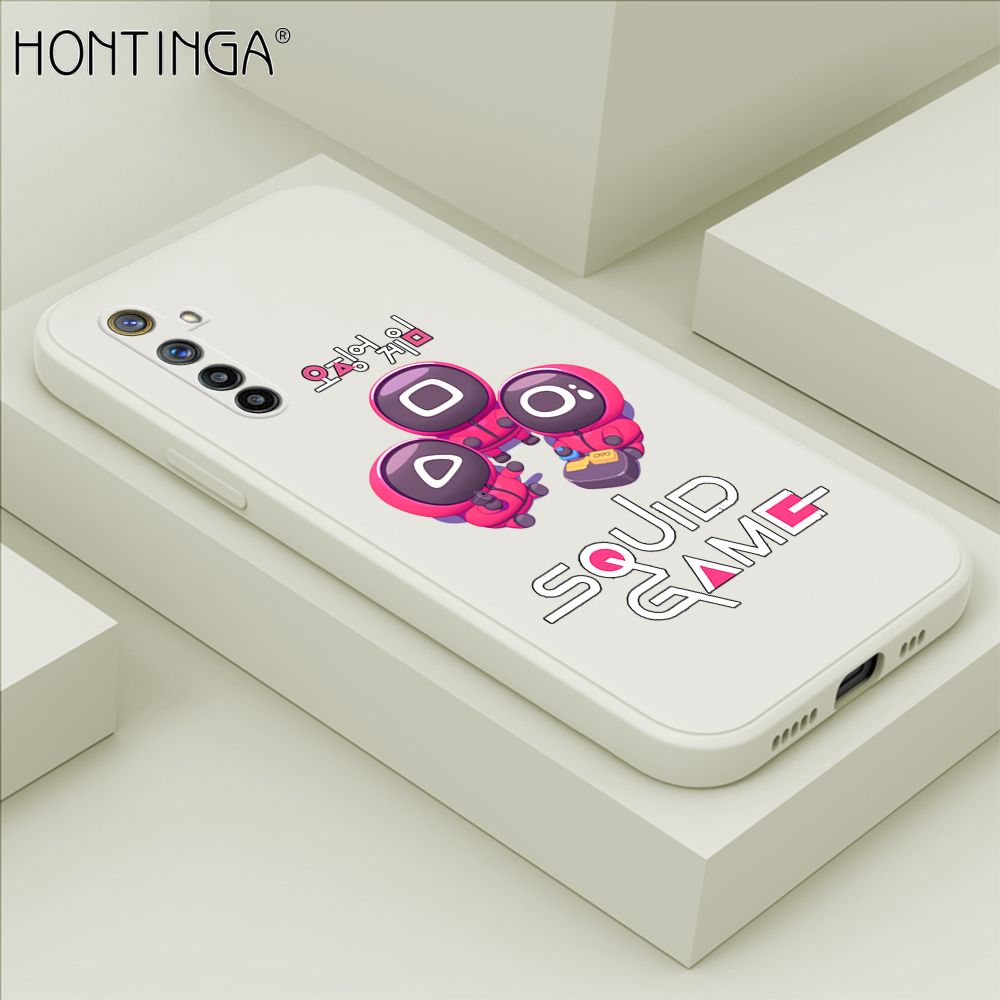 Hontinga for Realme 6 / Narzo Case Cute Cartoon Cute Squid Character Phone Cover Square Liquid Silicone Shockproof Phone Protective Case