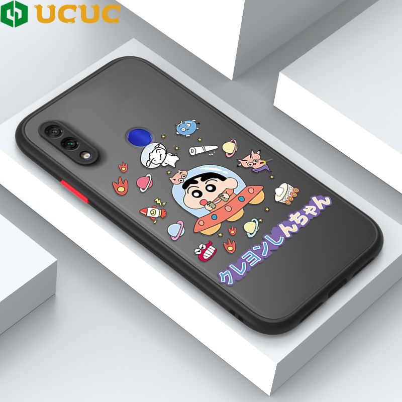 UCUC for Redmi Note 7 Note 7 Pro Back Cover Spaceship Shinchan Frosted Transparent Hard Phone Case Thin Shockproof Full Cover Camera Protect Case