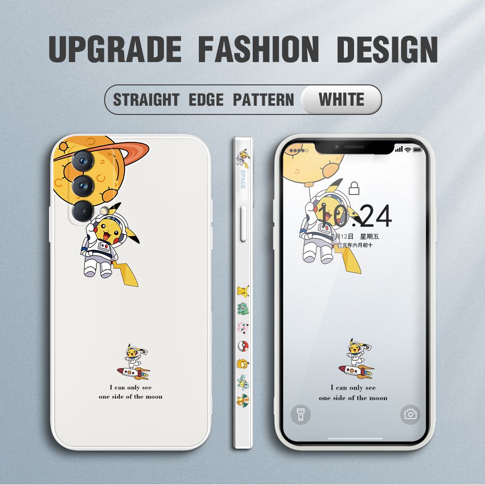 Jizetin for Realme GT Master Case Side Design Phone Cover Cute Astronaut Pikachu Cover Square Edge Pattern Liquid Silicone Trend Case