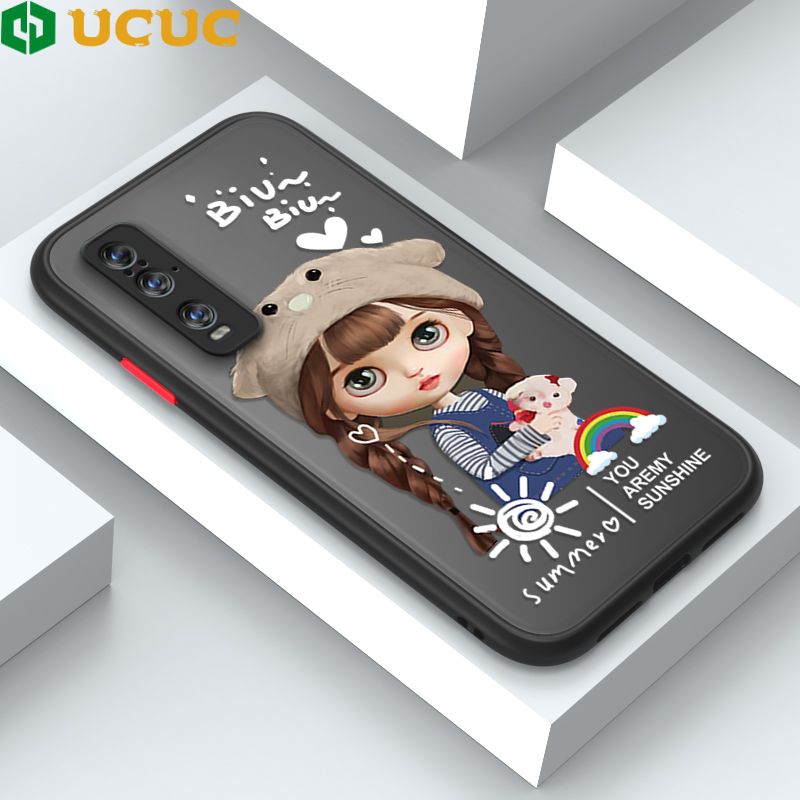 UCUC for OPPO Find X2 Back Cover Rainbow Lovely Girls Frosted Transparent Hard Phone Case Thin Shockproof Full Cover Camera Protect Case