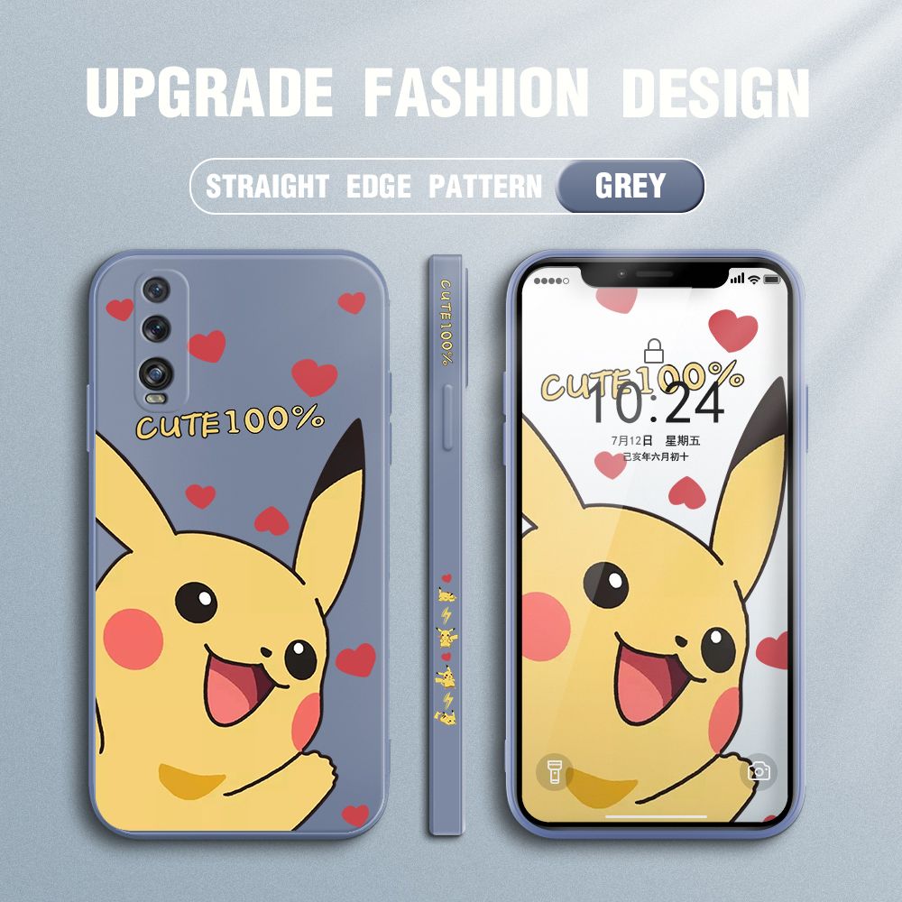 FHKL for OPPO Find X2 Back Cover Cartoon Pikachu Side design Soft Case Multicolor Liquid Silicone Phone Cases
