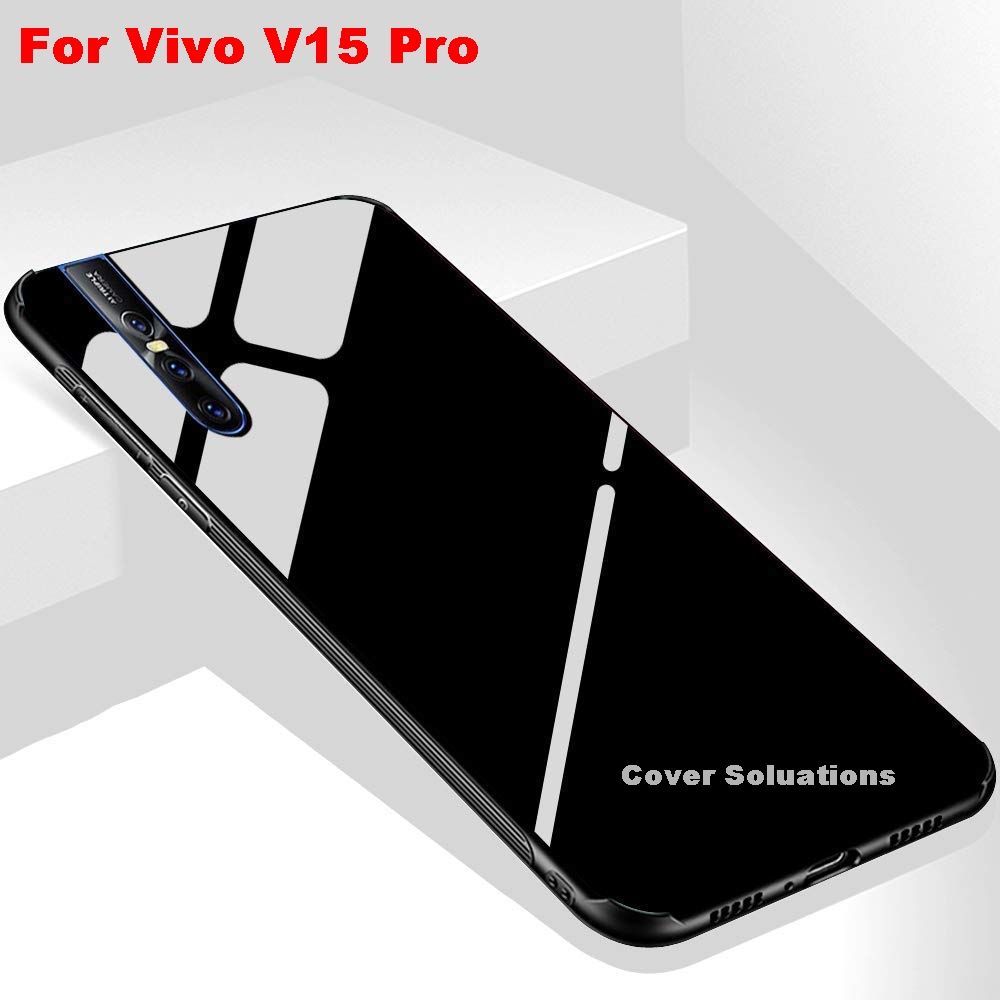 For Vivo V15 Pro Glass Back Case with TPU Bumper Back Case Cover