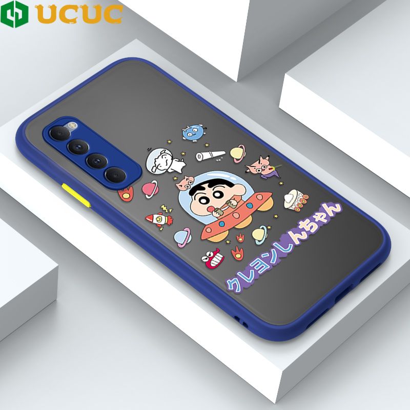 UCUC for OPPO Reno4 Pro Back Cover Spaceship Shinchan Frosted Transparent Hard Phone Case Thin Shockproof Full Cover Camera Protect Case