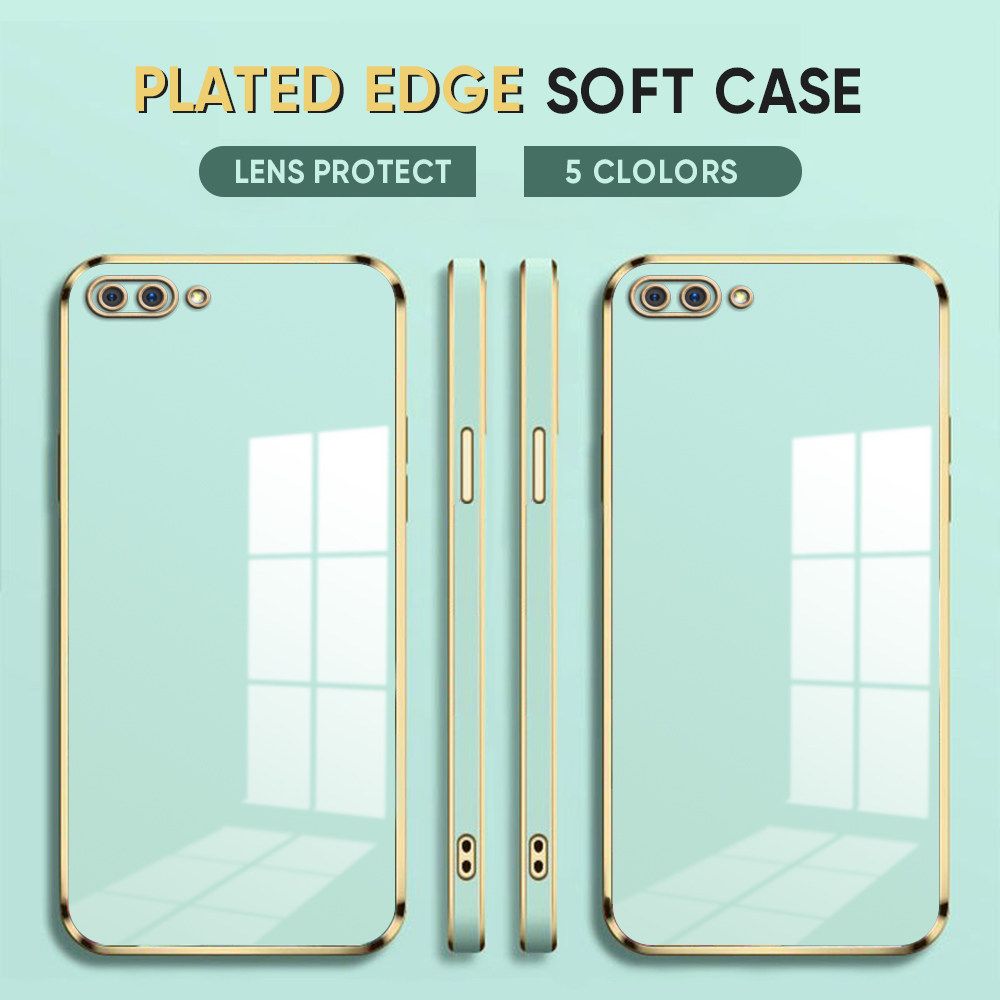 Luxury 6D Plating Case for Realme C1 Soft Silicone Square Frame Back Cover Shiny Bling Phone Cases