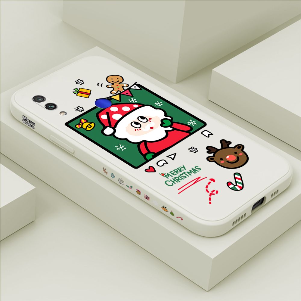 ZeroQiQi for Redmi Note7 Case Santa Claus Christmas Gifts Side Printing Cases Soft Liquid Silicone Phone Cover