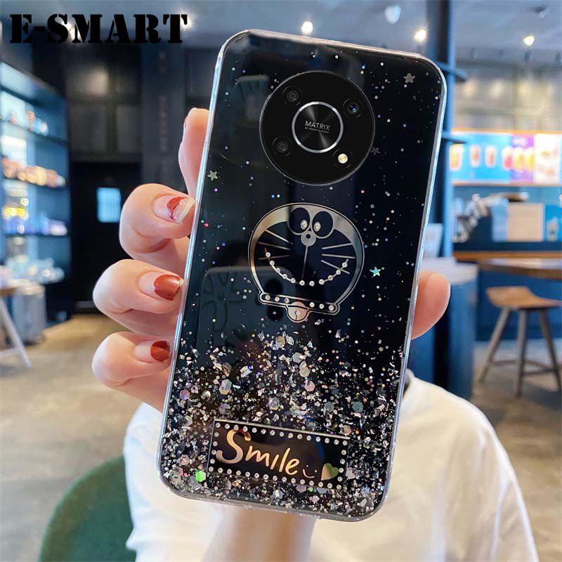 For Honor X9 Shiny Ring Case Glitter Soft Transparent Doraemon Cases for Honor X9 Back Cover Stars Moon Girls
