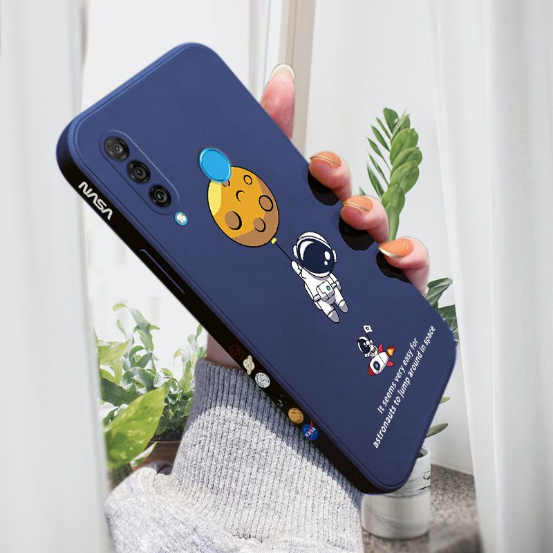 AMORVOR for Huawei P30 Lite/Nova 4E Back Cover Cartoon Astronautn Side design Soft Case Liquid Silicone Phone Cases
