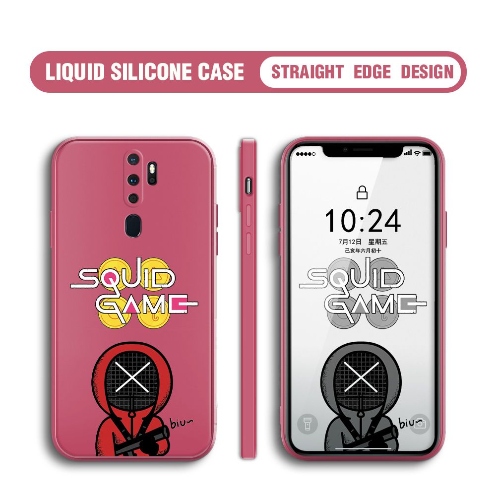 Jizetin for OPPO A9 2020 / A5 2020 Case Fashion Cartoon Judge Role Phone Cover Square Liquid Silicone Trend Phone Case