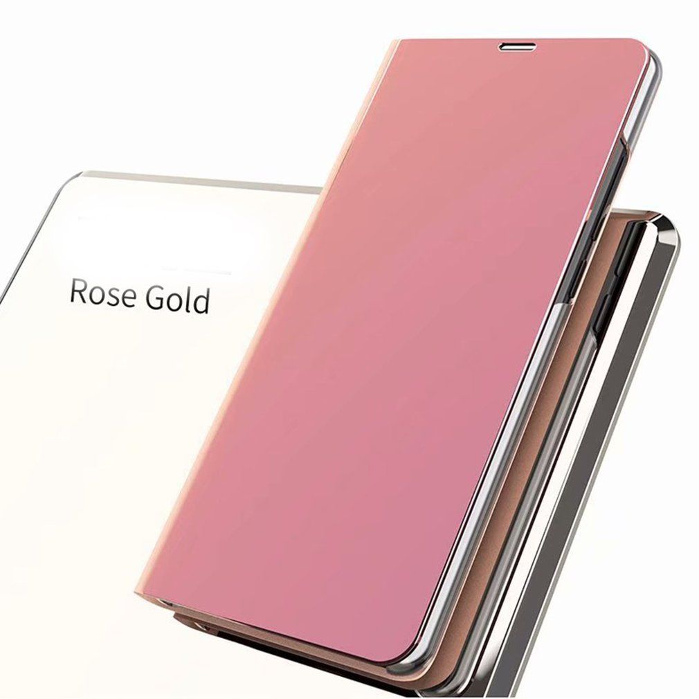Rose Gold Clear Mirror Flip Stand Case Phone Protective Case Cover For Xiaomi Rose Gold For Redmi 6Pro