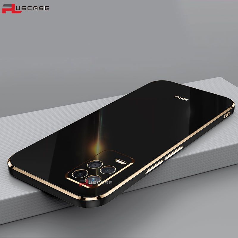 PlusCase for OPPO A54 6D Plating Soft Case Lens Protector Square Frame Silicone Glossy Shockproof Phone Back Cover