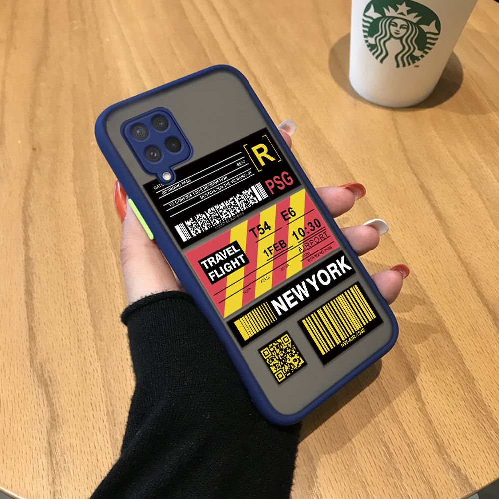 Jizetin for Samsung M62 Back Cover Stripe Air Ticket Mobile Phone Case Ultra Thin Full Lens Protection Phone Case for Boy
