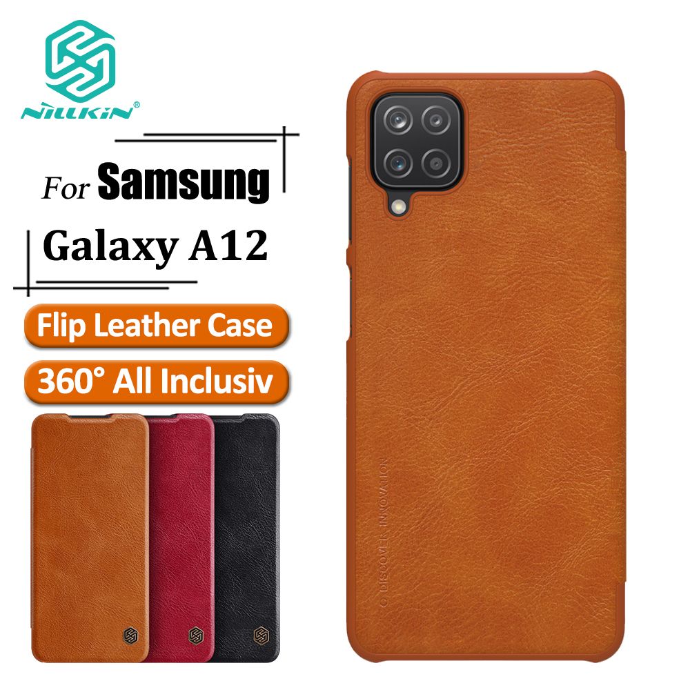 Nillkin for Samsung Galaxy A12 Flip Case Qin Leather PU Back Cover with Card Slot Phone Bags