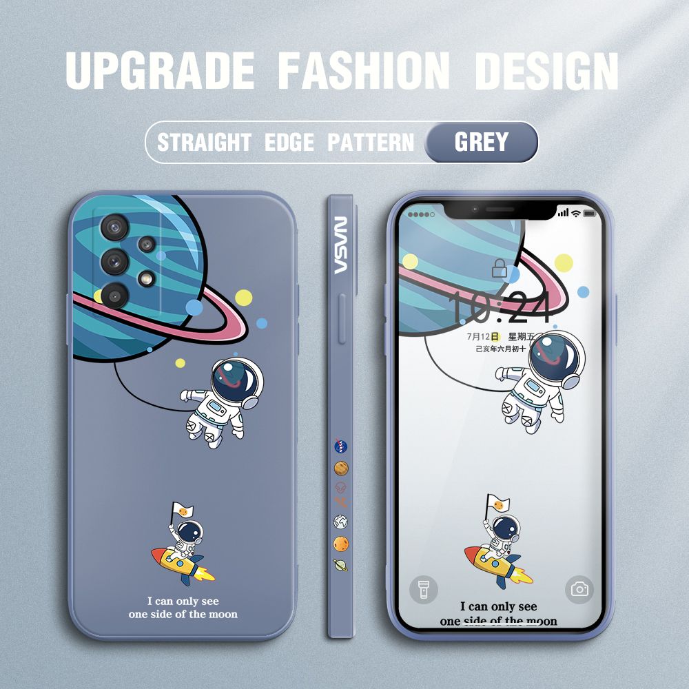 FHKL for Samsung Galaxy A32 5G Back Cover Cartoon Astronaut Side design Soft Case Multicolor Liquid Silicone Phone Cases