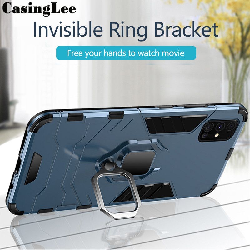 Protect Cover Shockproof Armor Stand Case for Galaxy A51 with Holder Ring Phone Cases for Samsung Galaxy A51 Car Magnet Phone Case